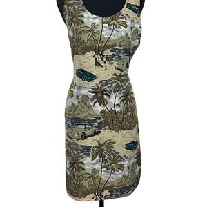 Hawaiian Originals by Basix khaki, Green Midi Beach Resort Wear Sundress Women S